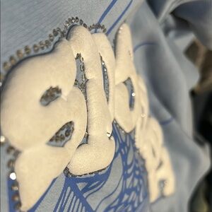 Stylish Blue and Cream Graphic Sweatshirt